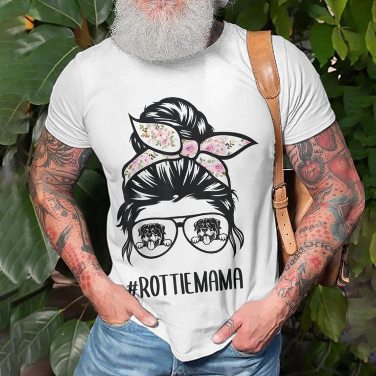 Rottie Mom Messy Bun Hair Glasses Rottweiler Messy Bun T-shirt Gifts for Old Men