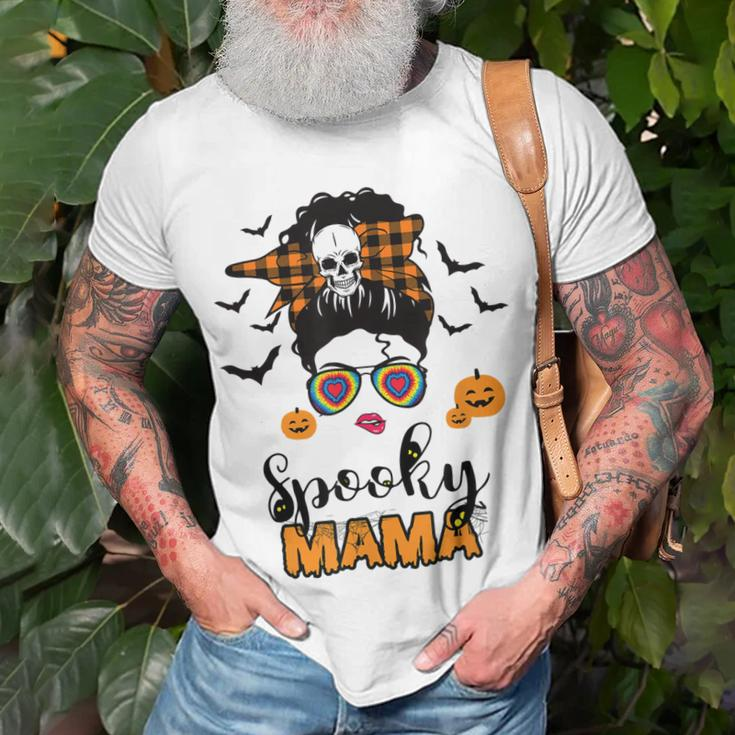 Spooky Mama Messy Bun For Halloween Messy Bun Mom Monster Unisex T-Shirt Gifts for Old Men