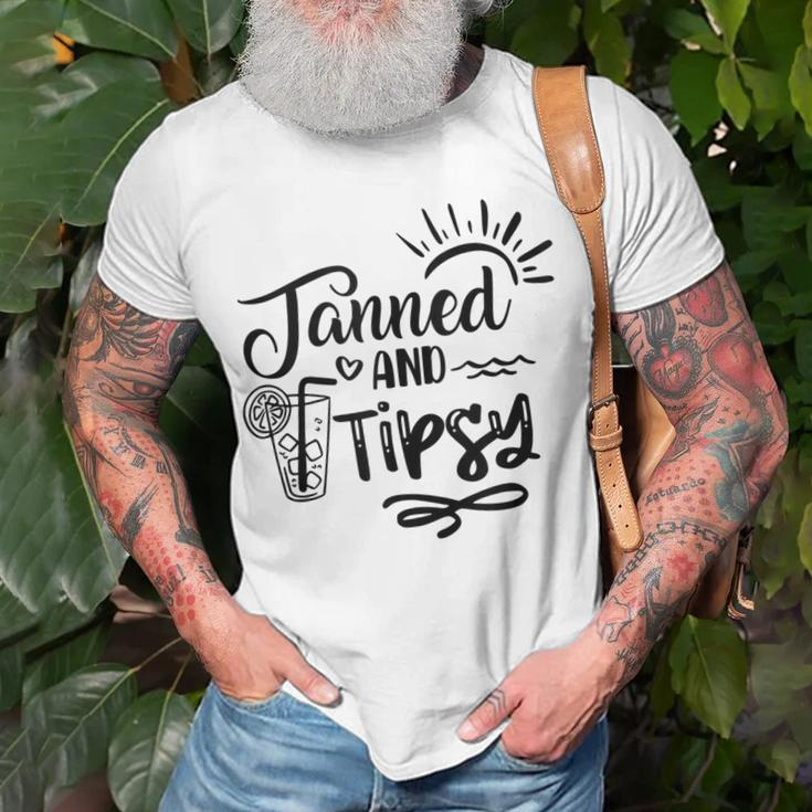 Tanned & Tipsy Hello Summer Vibes Beach Vacay Summertime Unisex T-Shirt Gifts for Old Men