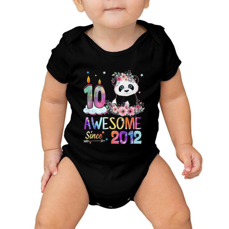 10 Years Old Awesome Since 2012 10Th Birthday Panda Unicorn Baby Onesie