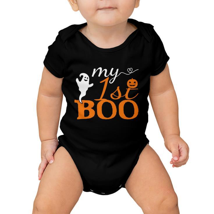 1St Boo Pumpkin Halloween Quote Baby Onesie
