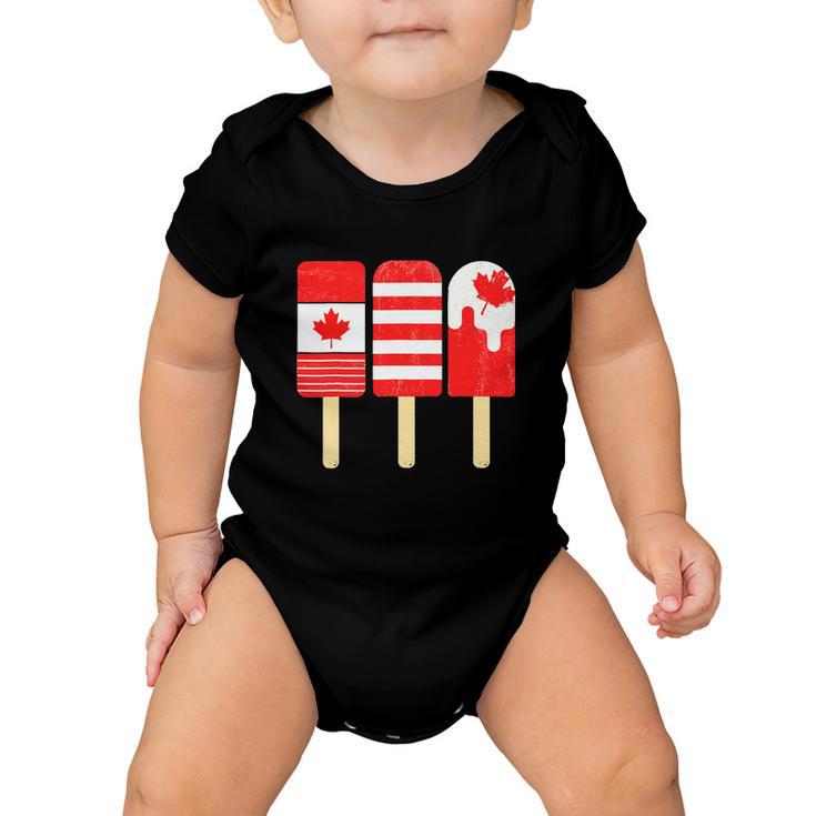 1St Of July Popsicle Red White Funny Canadian Flag Patriotic Baby Onesie