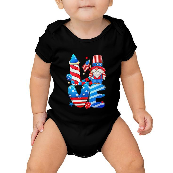 4Th Of July 2022 Patriotic Gnomes Funny Baby Onesie