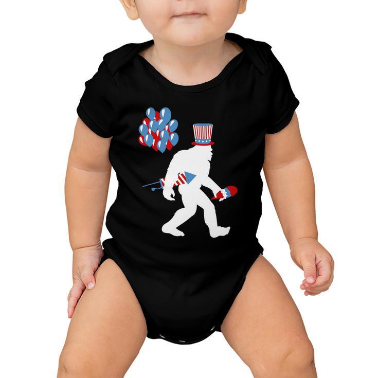 4Th Of July Bigfoot Baloons Firecracker Baby Onesie