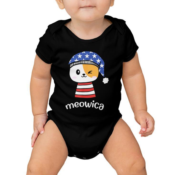 4Th Of July Cat Meowica Independence Day Patriot Usa Flag Baby Onesie