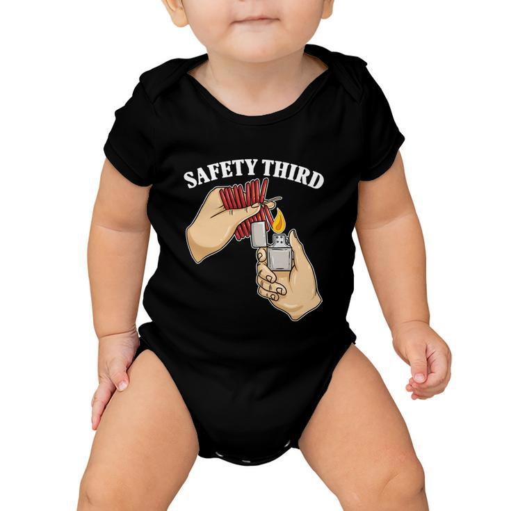 4Th Of July Firecracker Safety Third Funny Fireworks Gift Baby Onesie