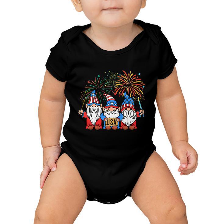 4Th Of July Funny Patriotic Gnomes Usa Pride American Flag Baby Onesie