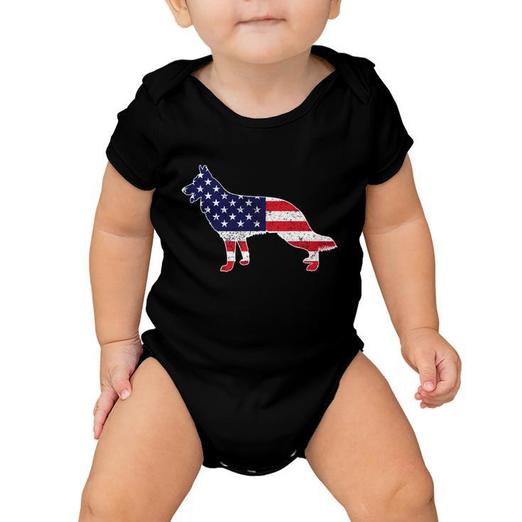 4Th Of July German Shepherd Dog Graphic Patriotic Usa Flag Meaningful Gift Baby Onesie