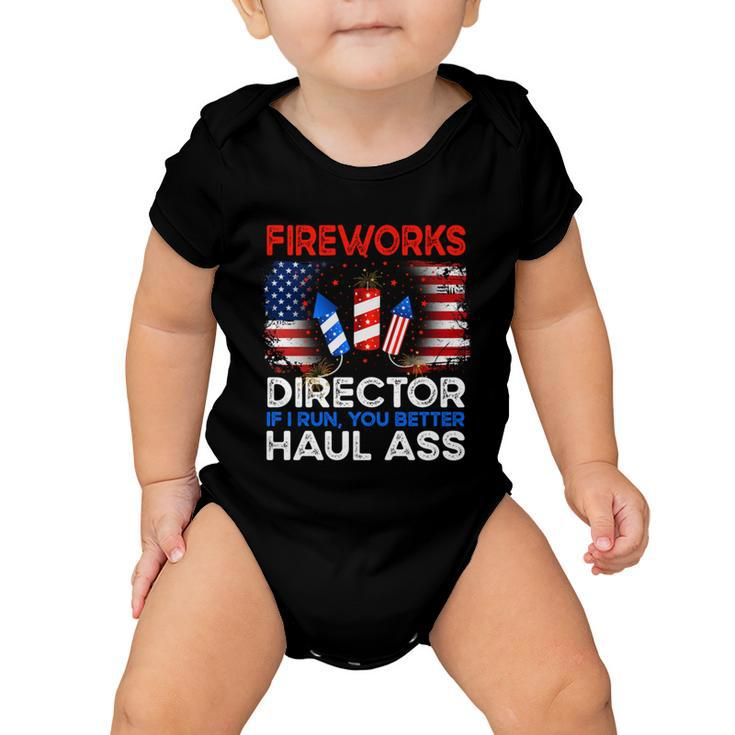 4Th Of July Men Fireworks Director If I Run You Run Funny Baby Onesie