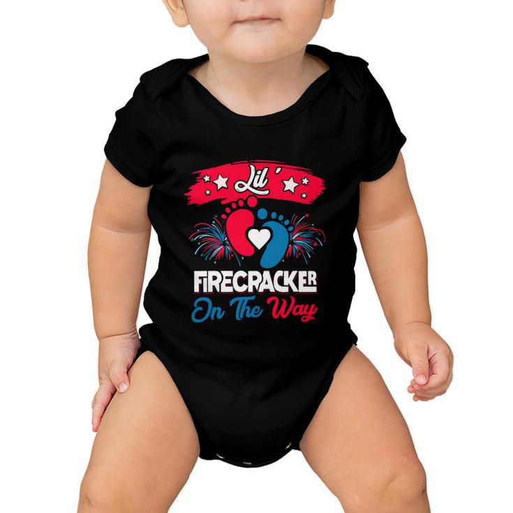 4Th Of July Pregnancy Patriotic Lil Firecracker On The Way Gift Baby Onesie