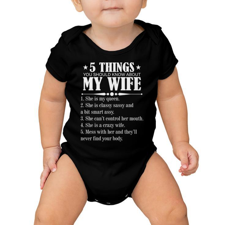 5 Things You Should Know About My Wife Funny Tshirt Baby Onesie