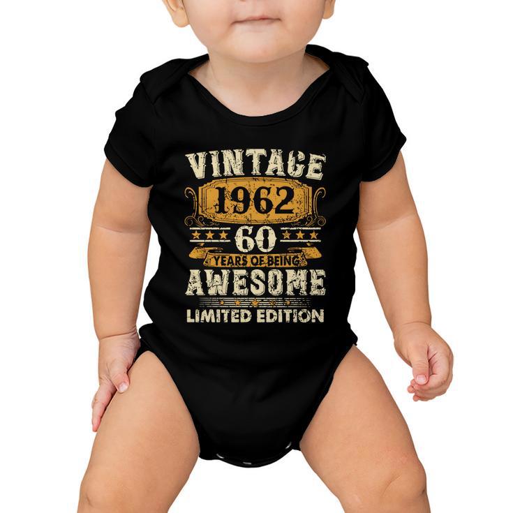 60Th Birthday Gift Vintage 1962 Tshirt V2 Baby Onesie