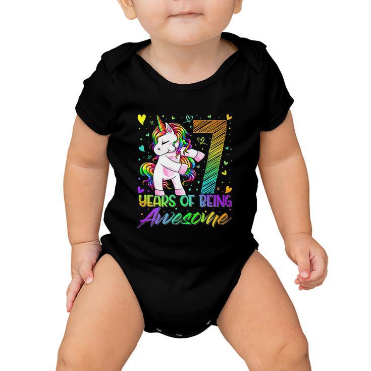 7Th Birthday 7 Year Old Girl Flossing Funny Unicorn Party Baby Onesie