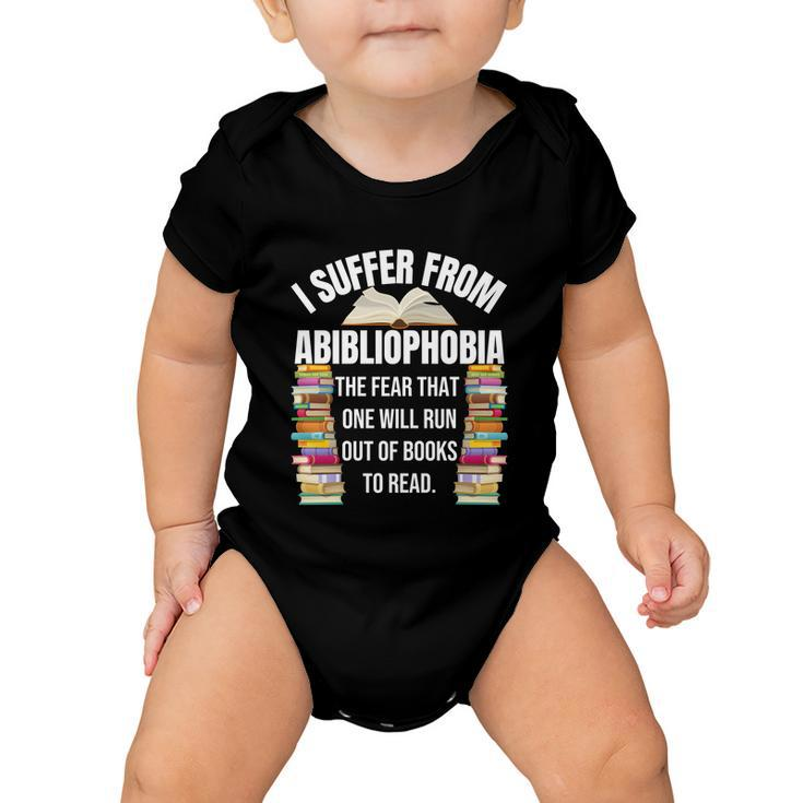 Abibliophobia Funny Reading Book Lover Bookworm Reader Nerd Cool Gift Baby Onesie