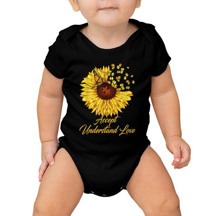 Accept Understand Love Sunflower Autism Baby Onesie