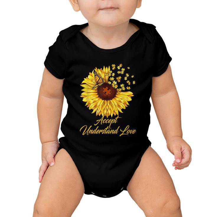 Accept Understand Love Sunflower Autism Tshirt Baby Onesie