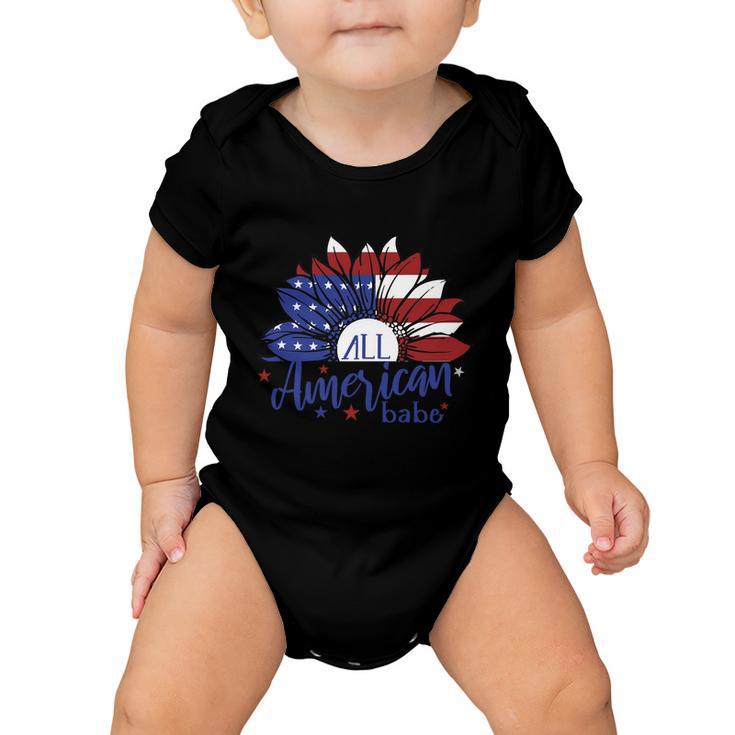 All American Babe Sunflower American Flag 4Th Of July Baby Onesie