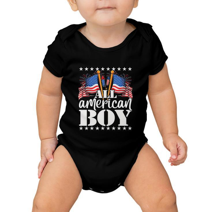 All American Boy Usa America Flag Funny Firework 4Th July Baby Onesie
