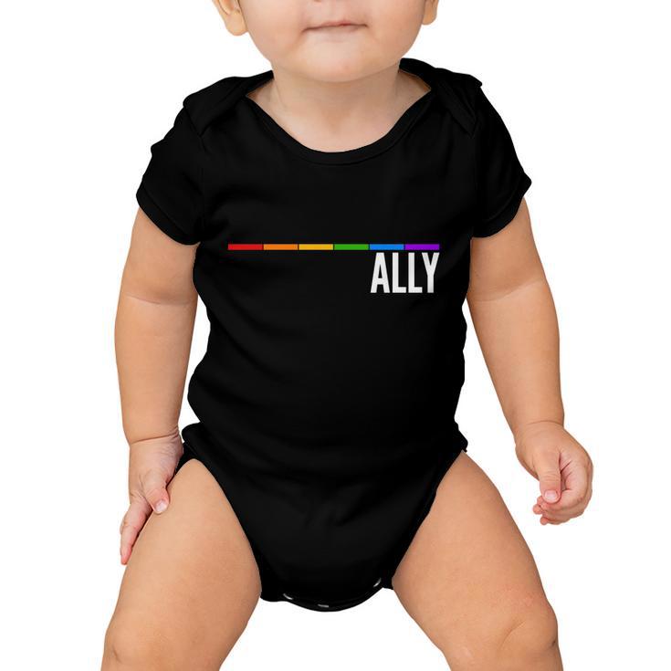 Ally Lgbt Support Rainbow Thin Line Tshirt Baby Onesie