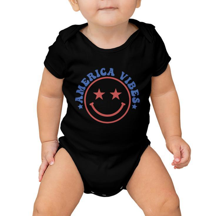 America Vibes Smiley 4Th Of July Baby Onesie