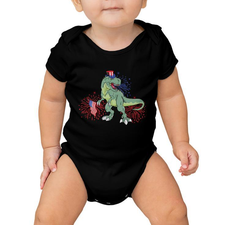 American Flag Dinosaur Plus Size Shirt For Men Women Family And Unisex Baby Onesie