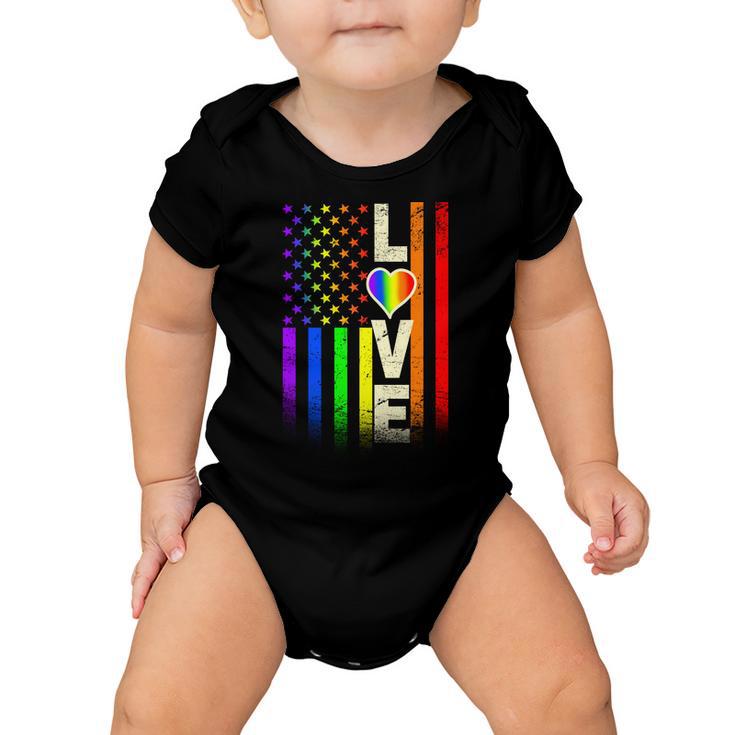 American Love Gay Pride Rainbow Flag Tshirt Baby Onesie