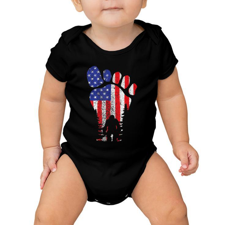 American Usa Flag Bigfoot Sasquatch Patriotic 4Th Of July Baby Onesie