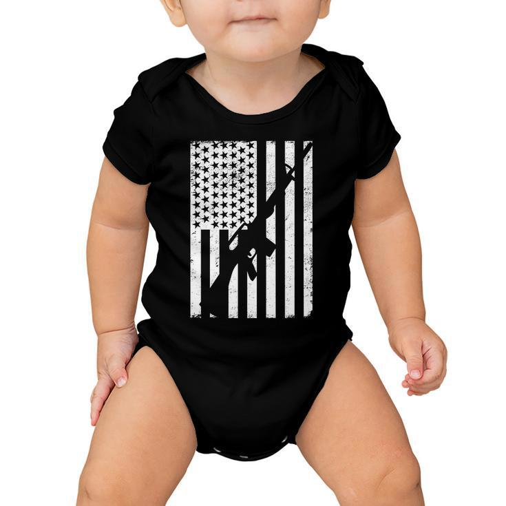 Ar-15 Gun Vintage American Flag Tshirt Baby Onesie