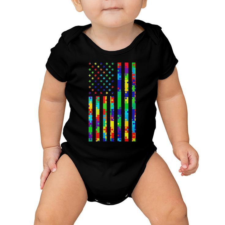 Autism Awareness Colorful Puzzle Flag Baby Onesie