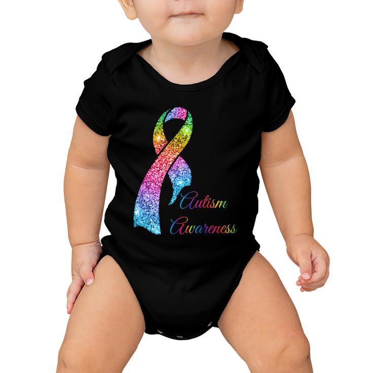 Autism Awareness Sparkle Glitter Ribbon Tshirt Baby Onesie