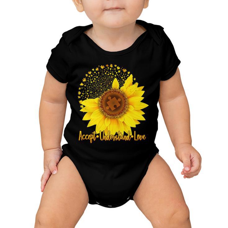 Autism Awareness Sunflower Puzzle Baby Onesie