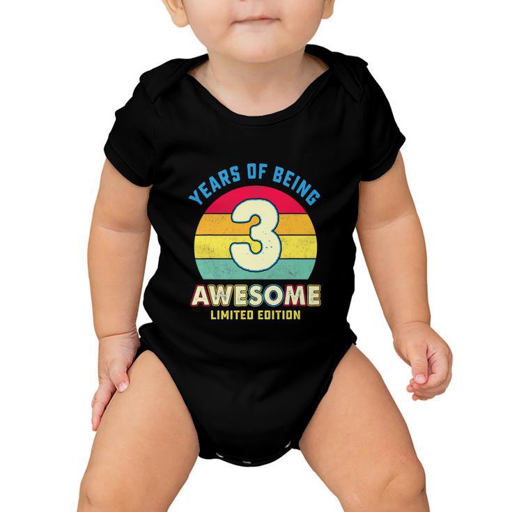 Awesome Retro 3Rd Birthday Boy Girl Baby Onesie