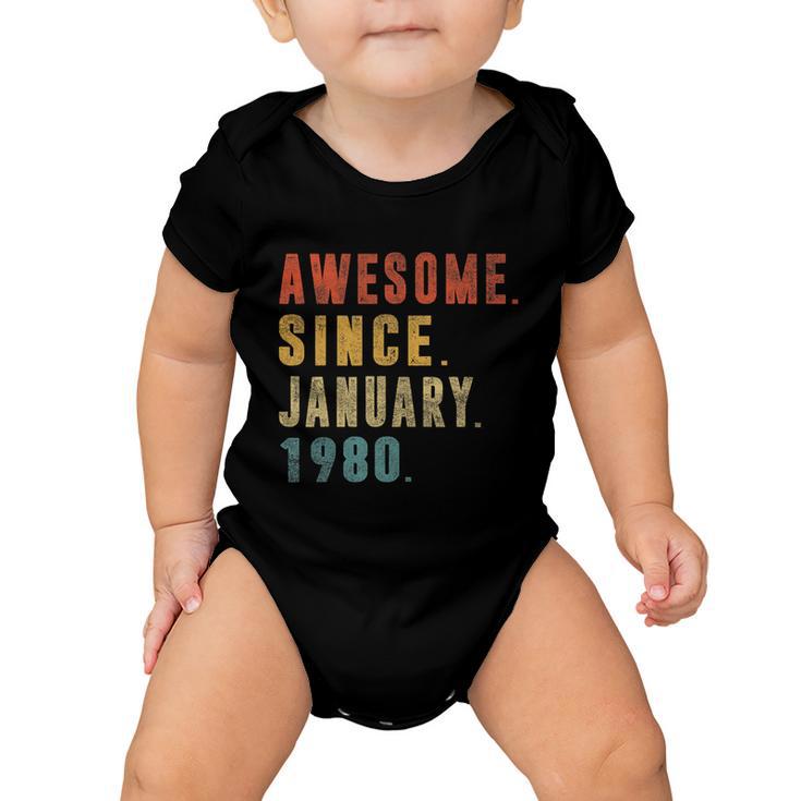 Awesome Since January 1980 42Nd Birthday Gift 42 Year Old Baby Onesie