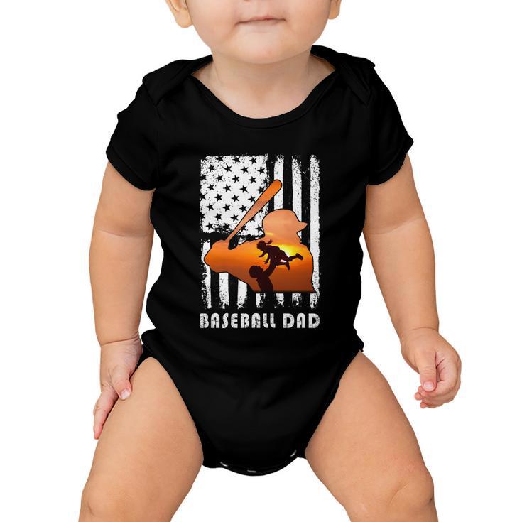 Baseball Dad Father And Kid Family Baseball Lover Baby Onesie