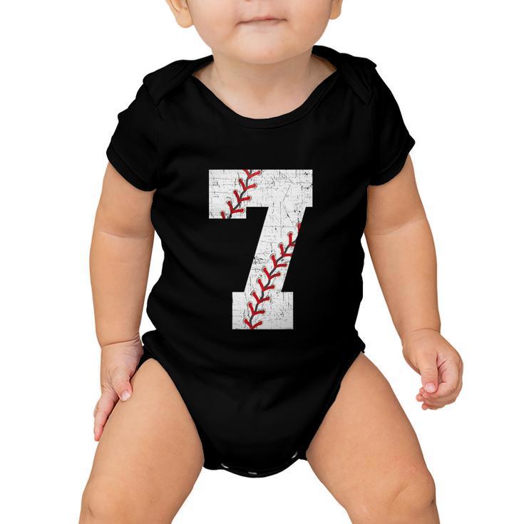 Baseball Softball Lover Seven Years Bday 7Th Birthday Boy Baby Onesie