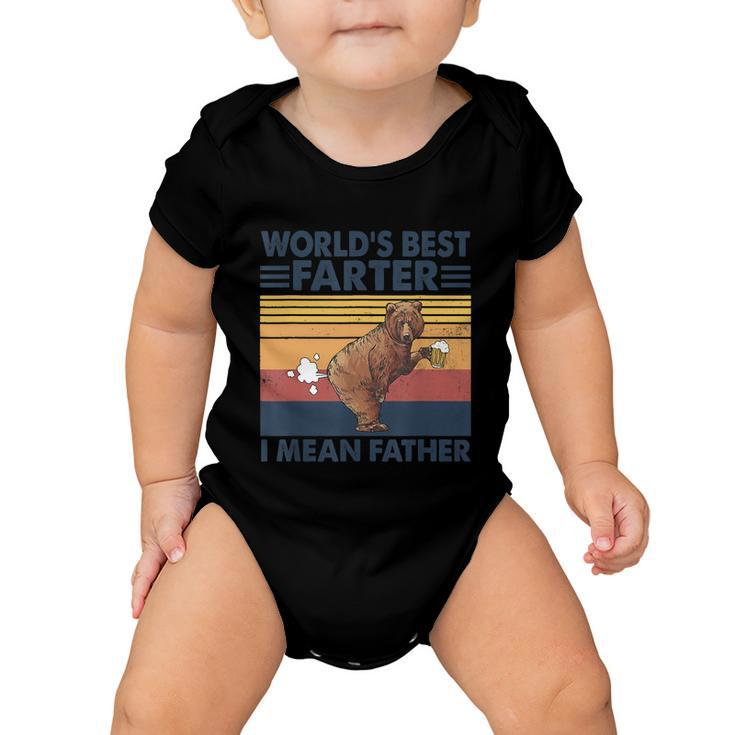 Bear Worlds Best Farter Gift I Mean Father Vintage Retro Gift Baby Onesie