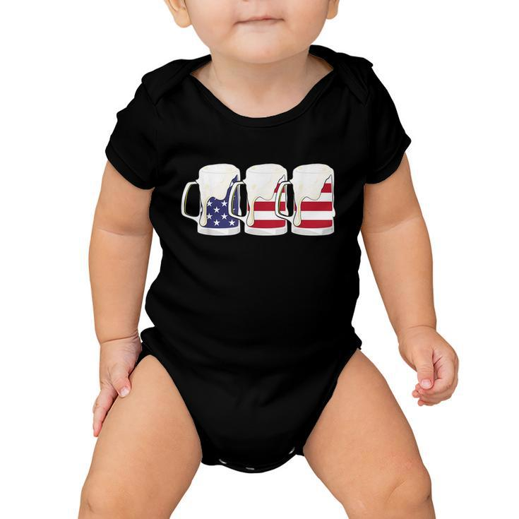 Beer American Flag Shirt 4Th Of July Men Women Merica Usa Baby Onesie