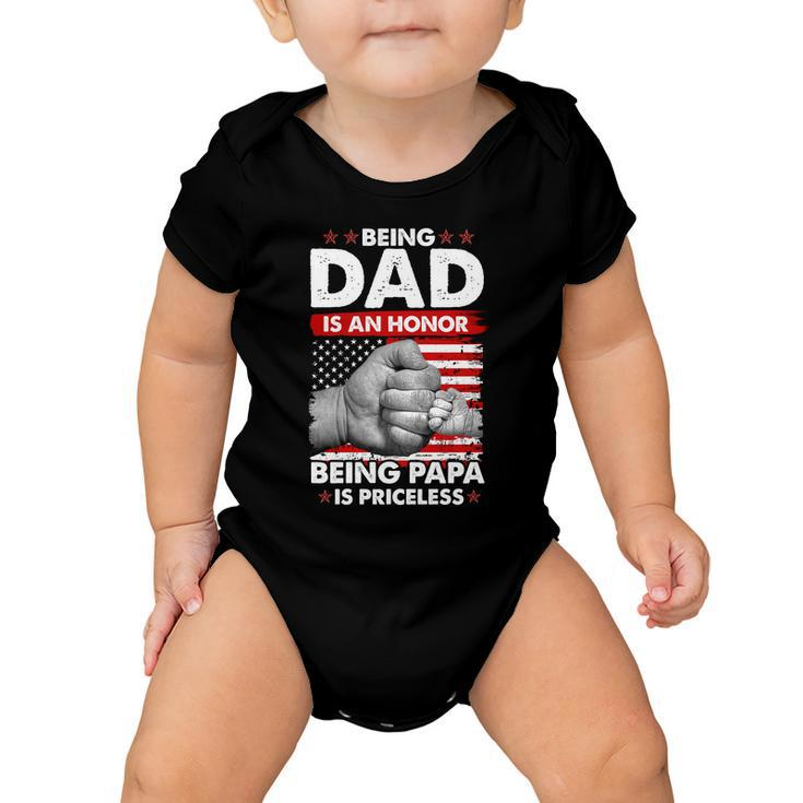 Being Dad Is An Honor Being Papa Is Priceless Usa American Flag Baby Onesie