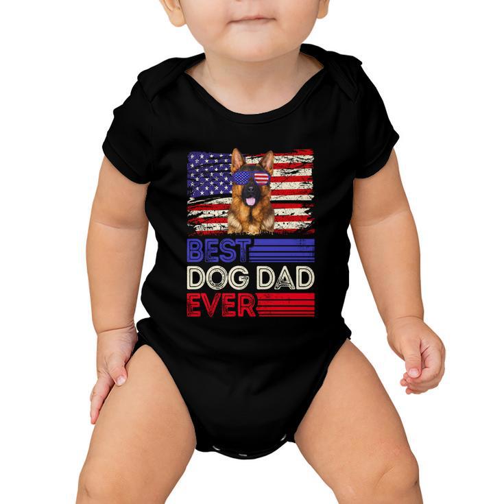 Best German Shepherd Dad Ever American Flag Patriotic Gift Baby Onesie