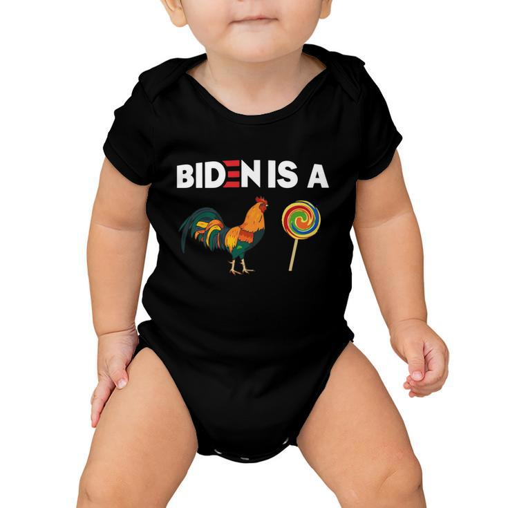 Biden Is A Rooster Lollipop Funny Biden Meme Joe Biden Joke Baby Onesie