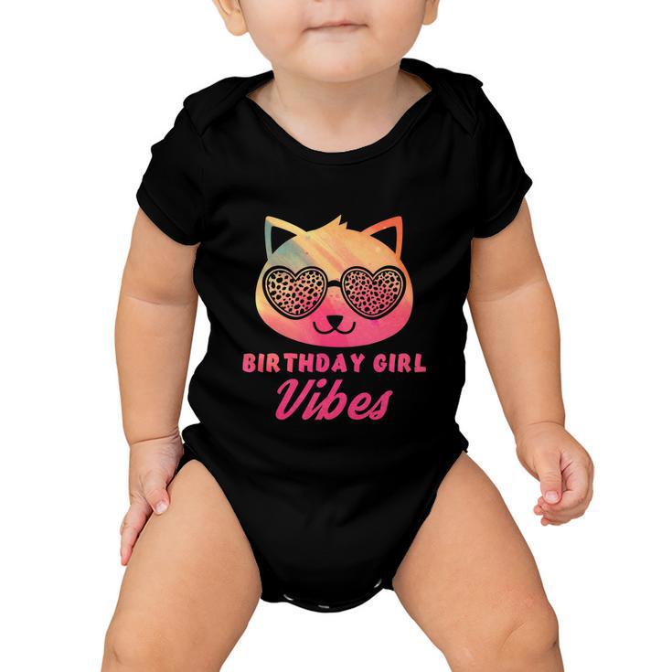 Birthday Girl Vibes Colorful Funny Cat Kitty Leopard Eyes Girls Baby Onesie