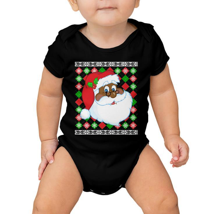 Black Santa Claus Ugly Christmas Sweater Baby Onesie