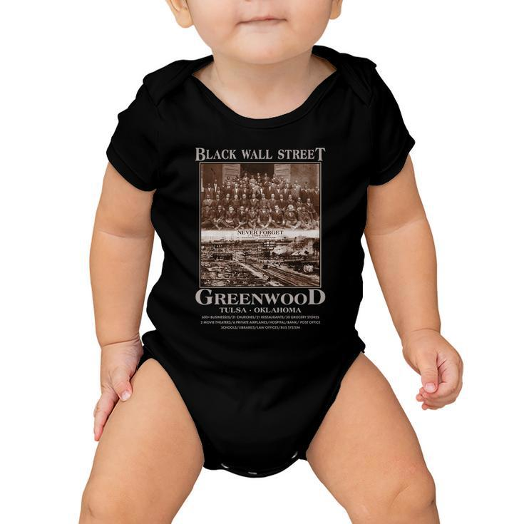Black Wall Street Never Forget Greenwood Tulsa Oklahoma Tshirt Baby Onesie