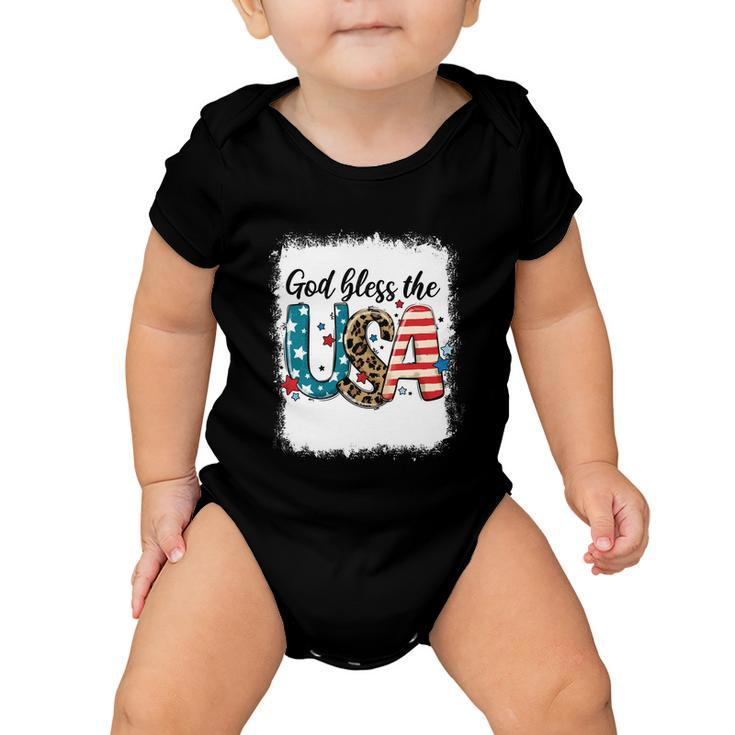 Bleached 4Th July God Bless The Usa Patriotic American Flag Gift Baby Onesie