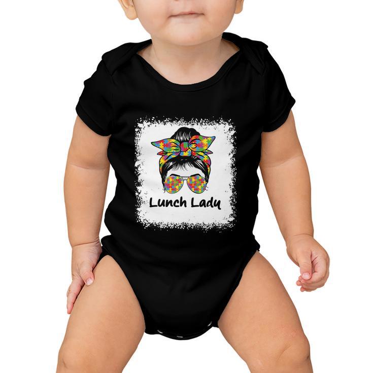 Bleached Lunch Lady Messy Hair Woman Bun Lunch Lady Life Gift Baby Onesie