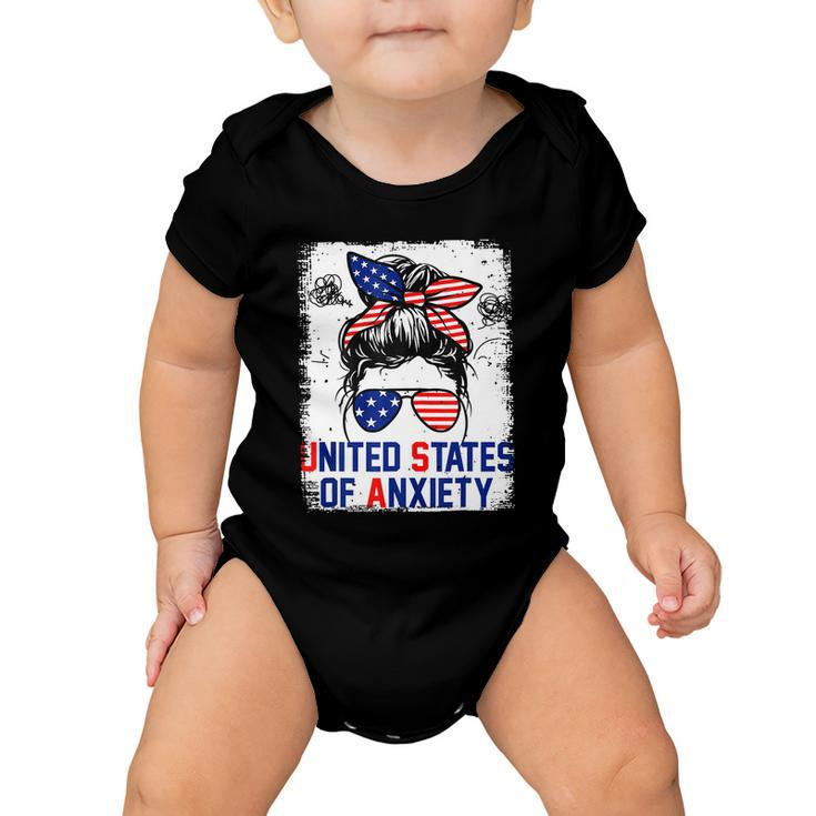 Bleached Messy Bun Funny Patriotic United States Anxiety Baby Onesie