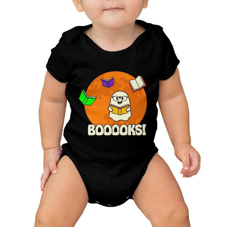 Booooks Ghost Boo Halloween Quote Baby Onesie