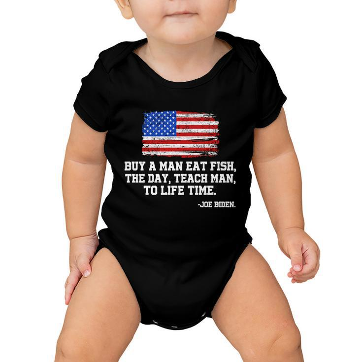 Buy A Man Eat Fish Joe Biden Usa American Flag Tshirt Baby Onesie