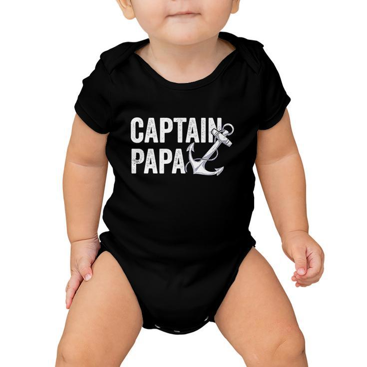 Captain Papa Pontoon Lake Sailor Fuuny Fishing Boating Baby Onesie
