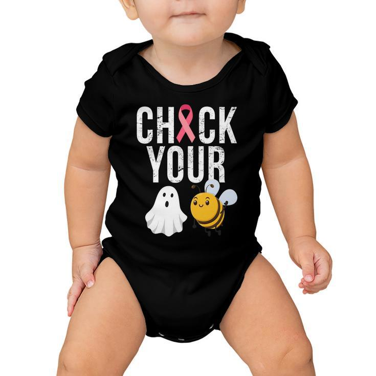 Check Your Boo Bees Breast Cancer Halloween Baby Onesie